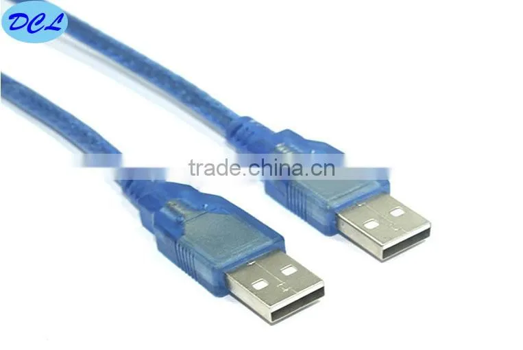 Transparent blue USB2.0 cable Male to Male 2m