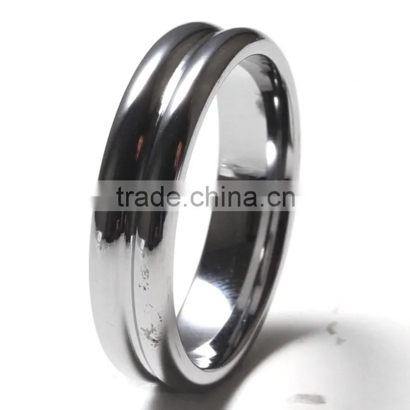 Simple wholesale cheap plain grooved tungsten ring blank