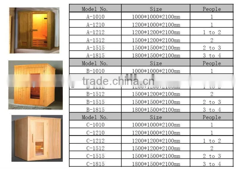 Solid Wood Main Material and Far Infrared Function Sauna Room