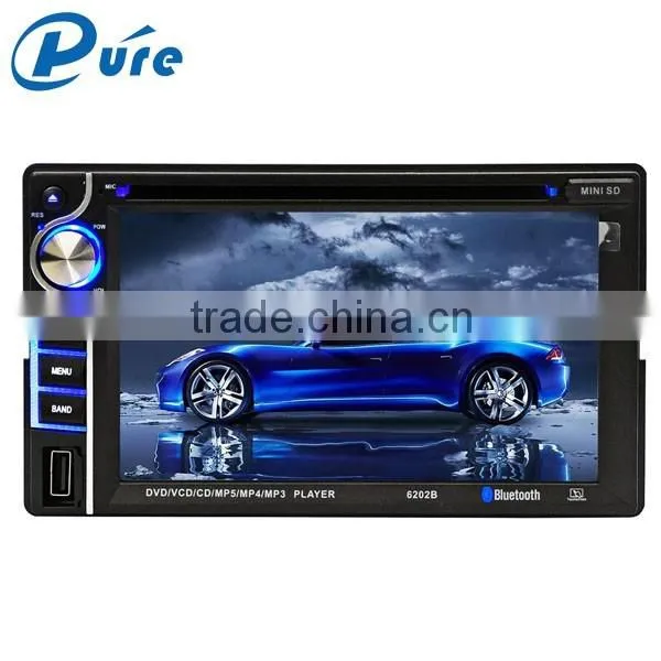 Hot Sale 6.2 inch Double Din Touch Screen Car DVD Player Built in TV System/ FM Radio/ Amplifier with Bluetooth