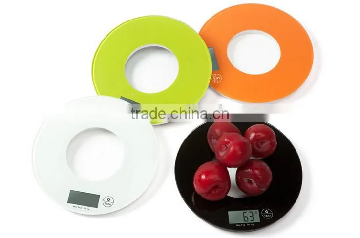 Colorful super thin glass kitchen scale 5kg/1g