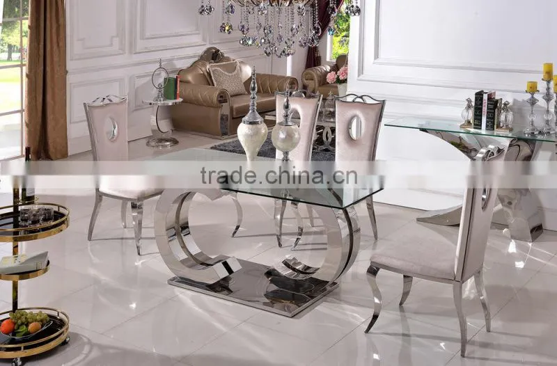 TH286 modern dining room furniture tempered glass table chairs