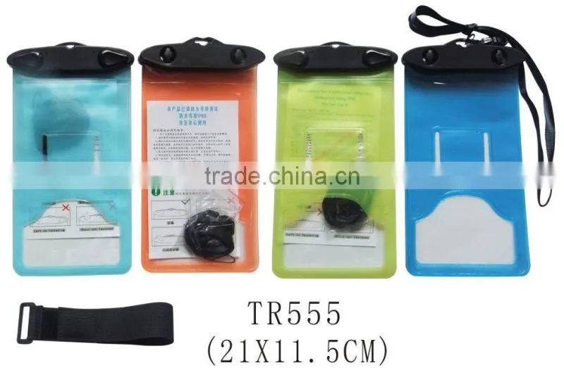 Sports PVC sealed waterproof cell phone bag with removable lanyard