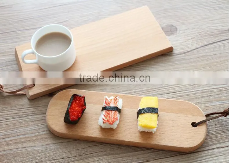Wholesale price unfinished solid beech sushi serving tray