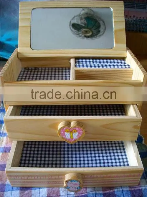 2016 hot sell custom wooden jewelry box brown jewelry case for women love