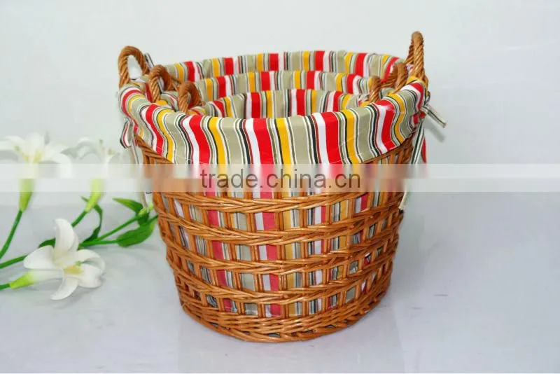Willow Laundry Basket with lining&handles(factory supply)