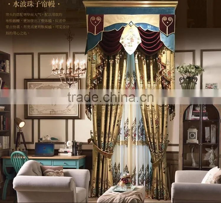 JA863 momoda luxury home decorations french retro antique curtain with sheers and valance arabian champagne beige curtain fabric
