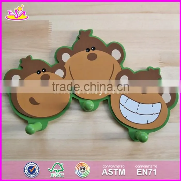 2017 New design children cartoon wooden coat hooks wall mounted W09B073