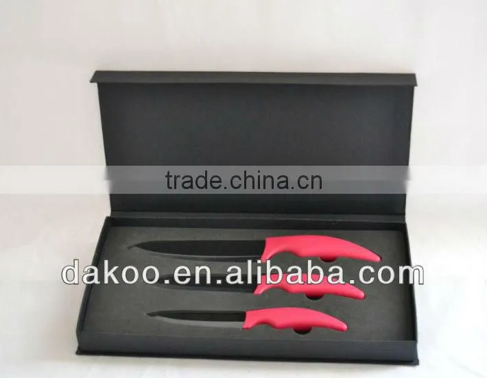 3 Pieces PP+TPR Handle Zirconia Ceramic Knife With Gift Box Package