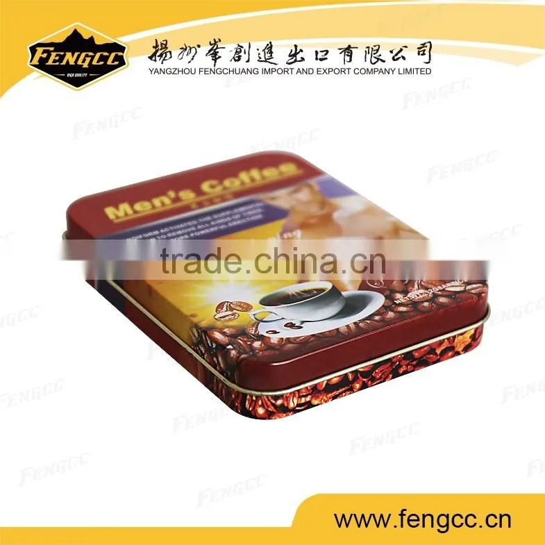 Flat square tin box in 4c cmyk print for promotion gift