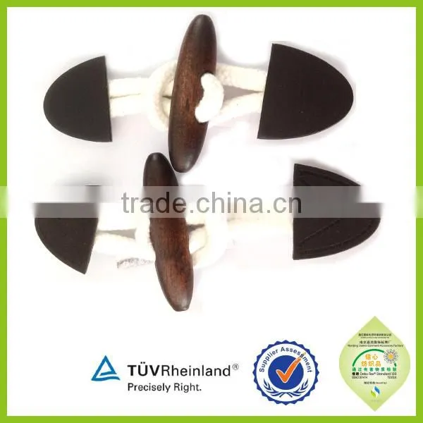 Brown horn coat fasterner leather horn toggle button with pu leather