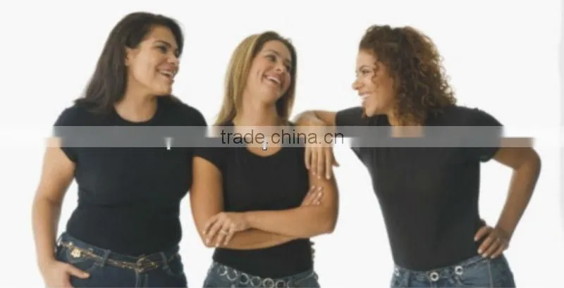 PLAIN WOMEN FITTED BLACK T-SHIRT 100% COTTON