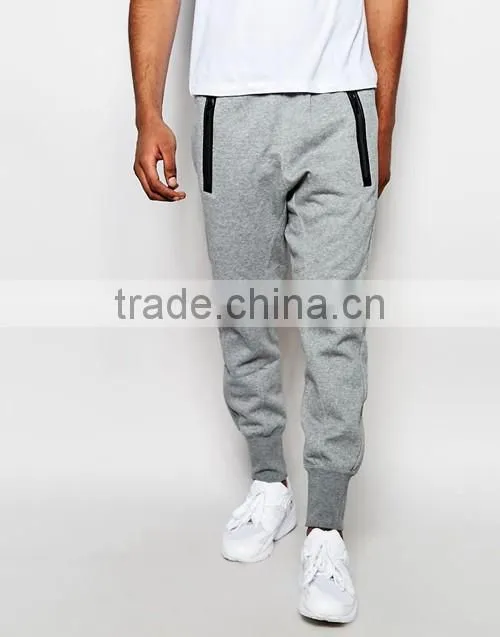 Wholesale mens grey blank slim fit sweat pants, jogger trousers/joggers custom