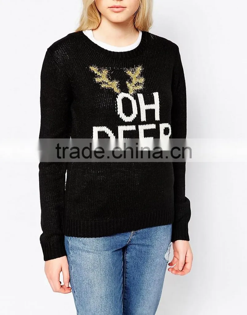Fashion Women Christmas Novelty Knitted Top New Christmas