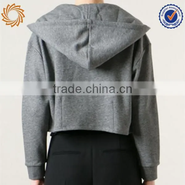 Women's winter plain hoodies crop top sweater zipper up hoodies