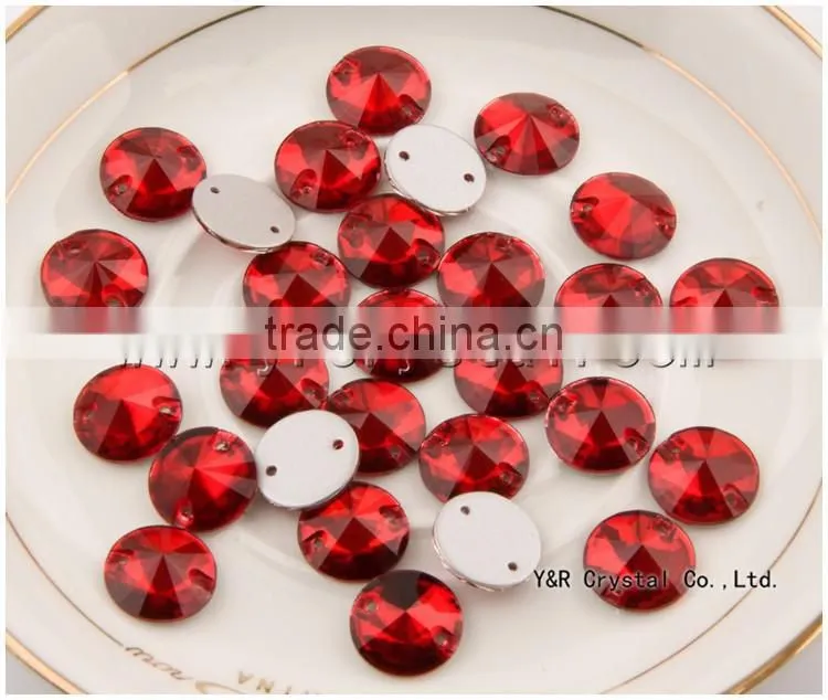 crystal sew-on beads red light siam sew on stones