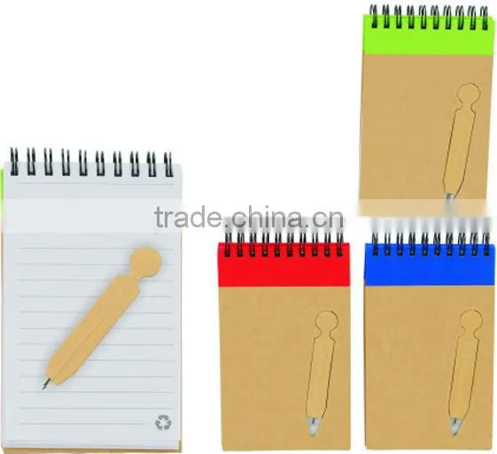 Spiral Eco notebook with Kraft Die-cut Pen 70grams 70sheets 18*13cm