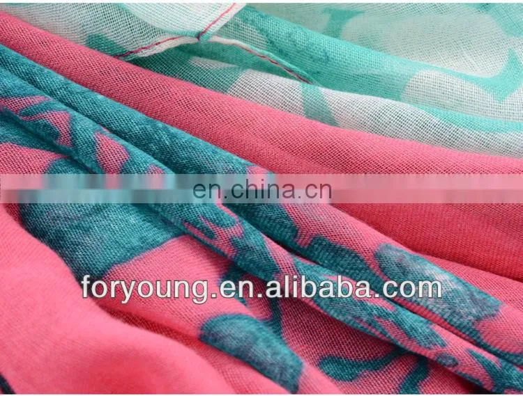 Flower Printed Polyester Scarf