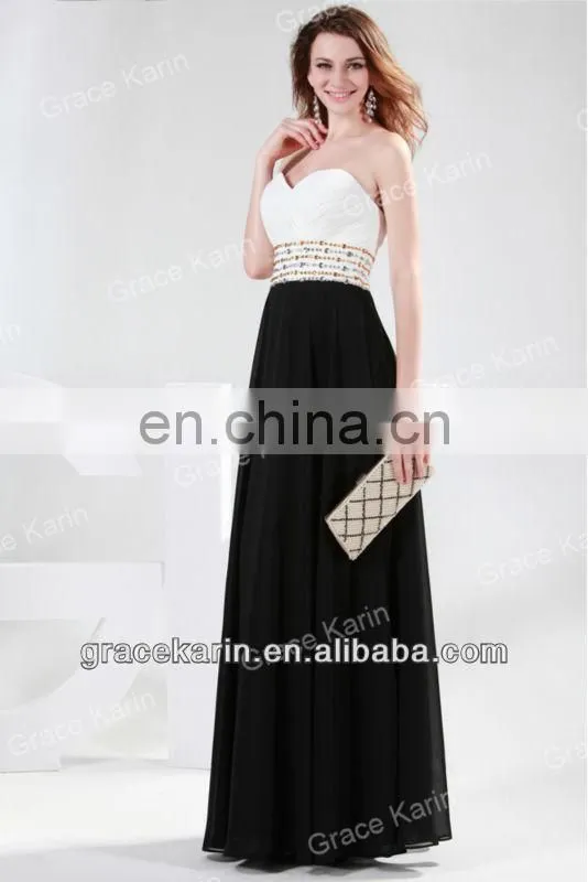 2015 Grace Karin New Design Sexy Sweetheart Sleeveless Long Chiffon Plus Size Evening Dress CL4429
