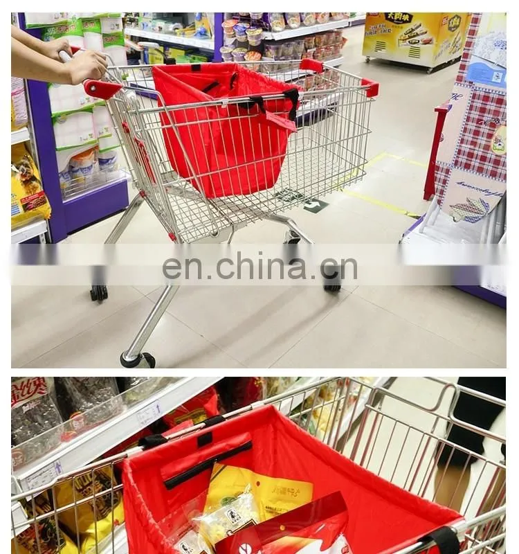 Foldable trolley cart supermarket shopping bags, multifunctional reusable shopping cart bags