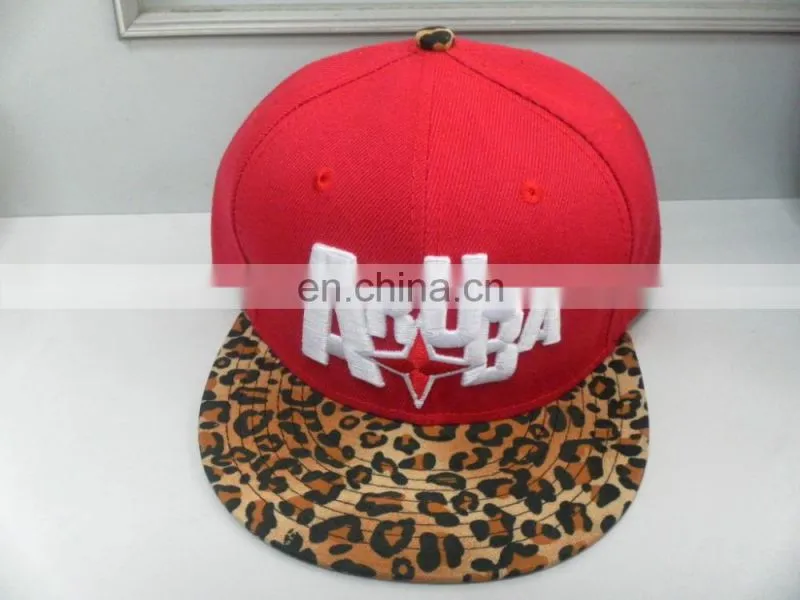 100% acrylic 6 panel flat brim snapback cap with custom embroidery logo