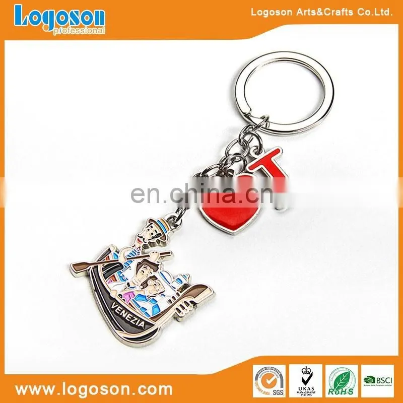 Custom embossing Venezia souvenir heart keyring metal keychain