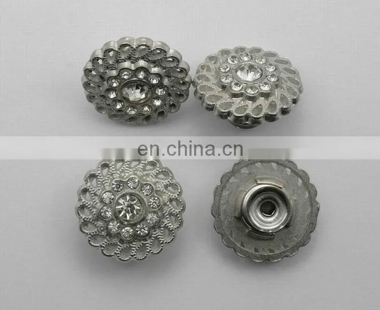 New non-moveable head shank button with crystal stones