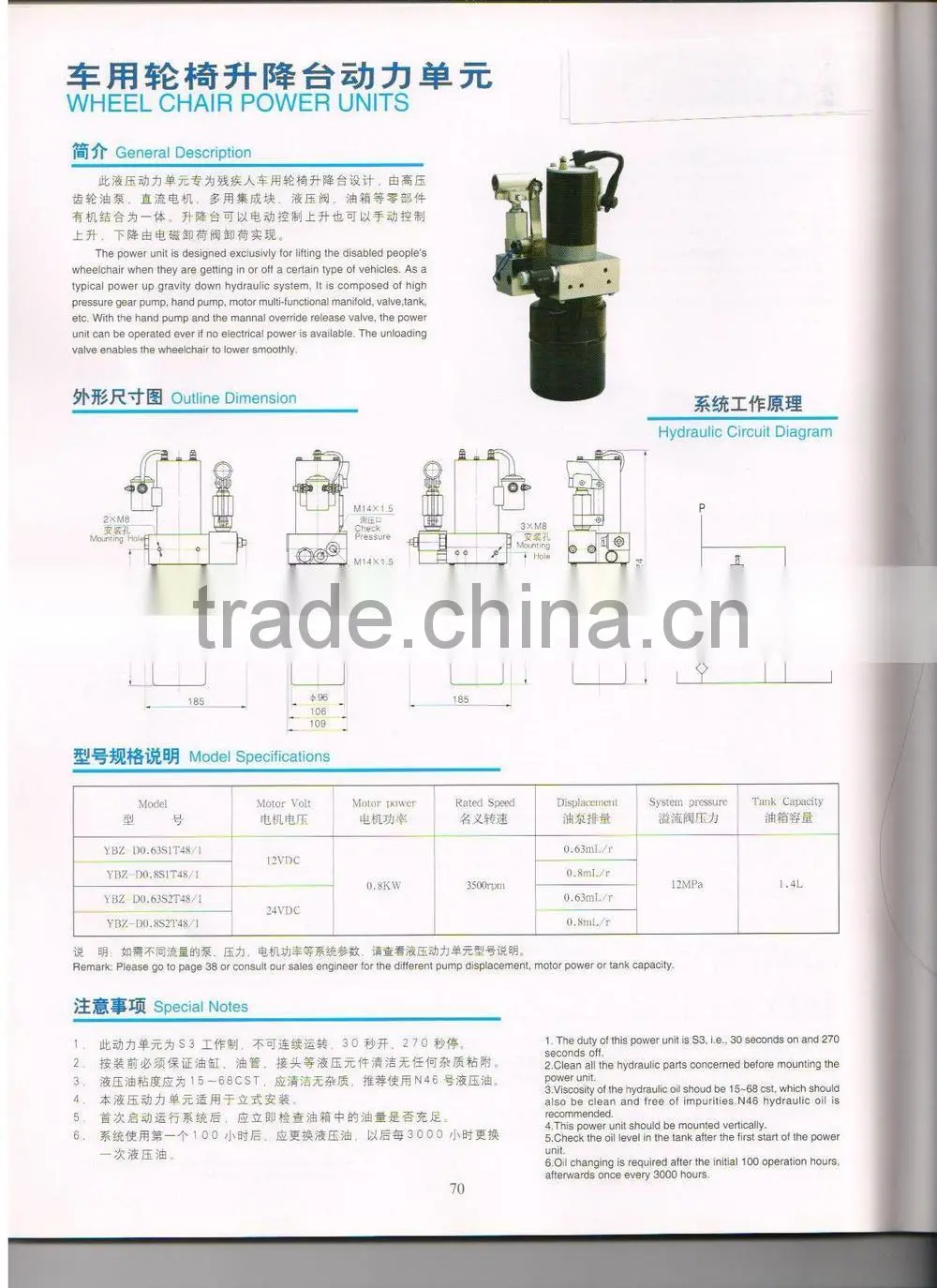 YBZ5-E0.5Y2T2/VUSAP1 power unit for material handling ,made in china