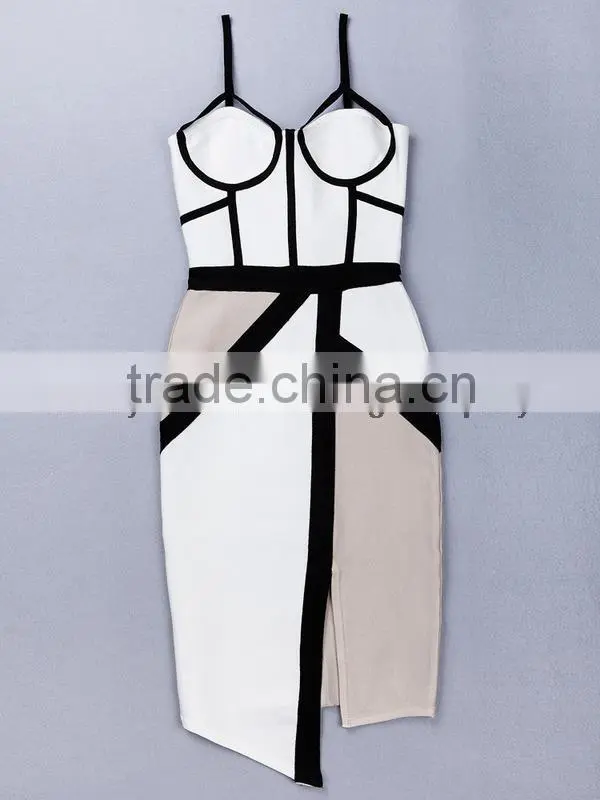 Summer dress 2015 new fashion women strap blue beige black V neck strap women sey mini evening party bandage Dresses Bandage Bod