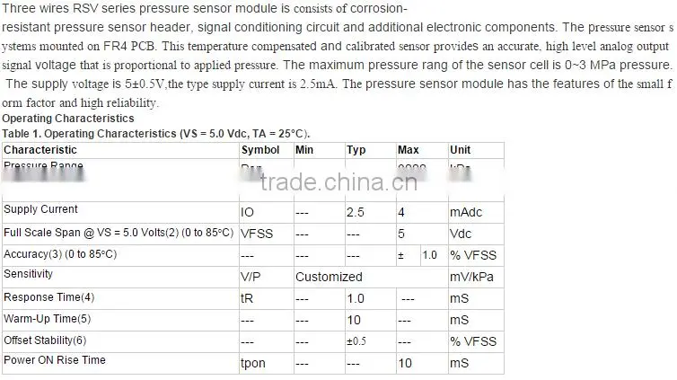 RS series voltage Automobile pressure sensor
