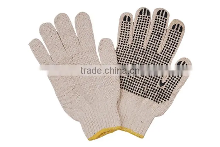 Hot Selling Cotton Work Gloves With Rubber Grip Dots LG070