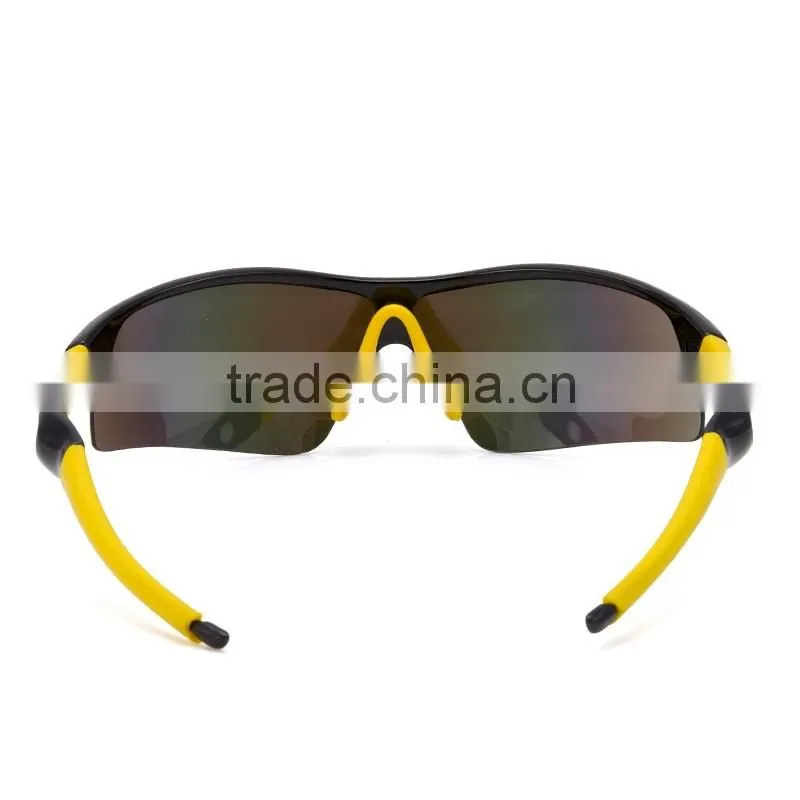 Popular fashional shiny black revo lens anti slip riding sunglasses