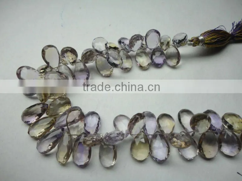Golden Rutile quartz Briolette Beads drops Strand