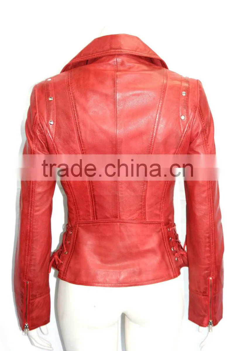Red indian vintage motorcycle leather jacket