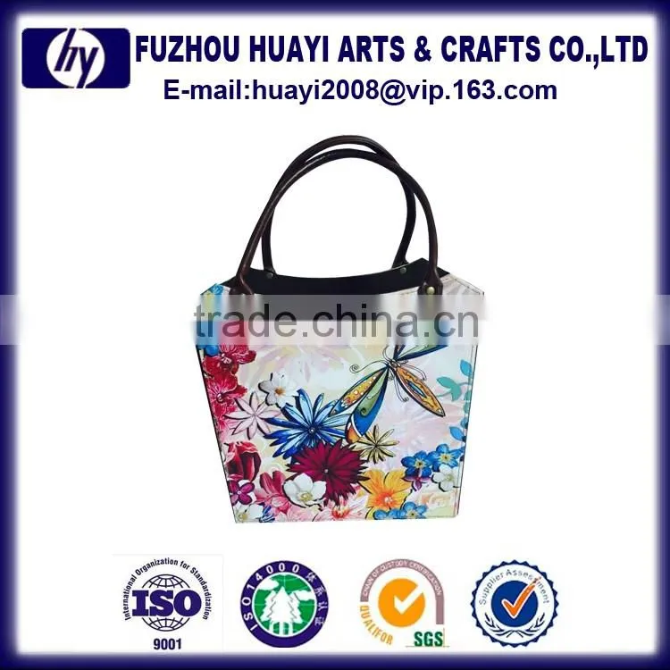 2016 new lifting yoke Colorful Foldable PU Magazine storage basket