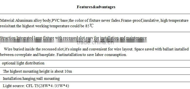 2*18W 2*36W T8/T5 energy saving fluorescent light for factory production line