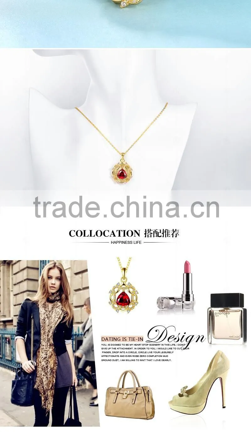 trendy geometric jewelry necklaces/red zircon necklace/vintage necklace