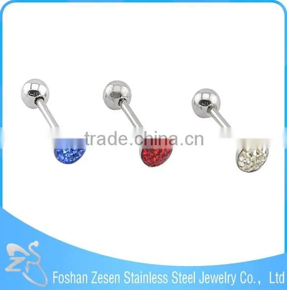 Hot Selling Body Jewelry Crystal Tongue Ring Unique Piercing Jewelry