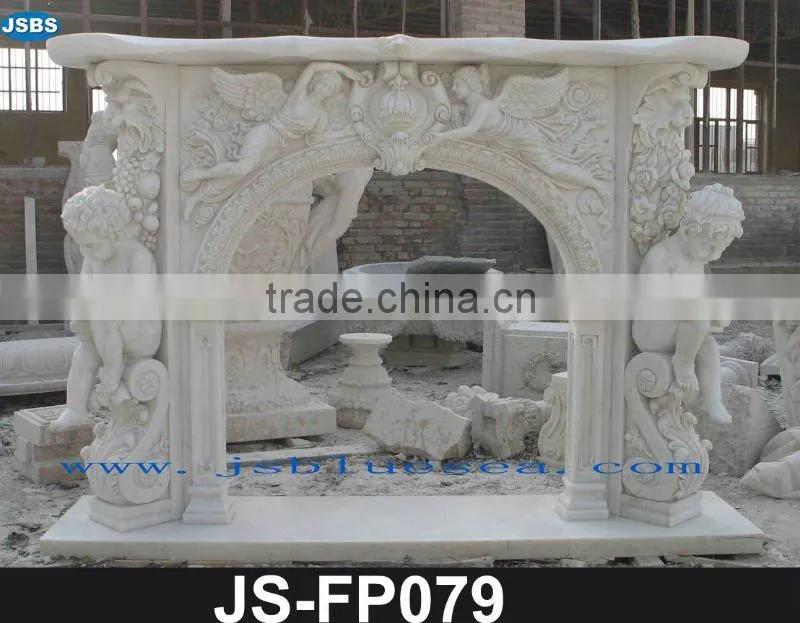 Marble fireplace surround with figure statue