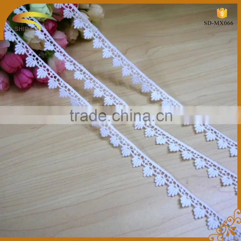 Wholesale New White Colour Embroidered Style and organic contton lace for weding dress