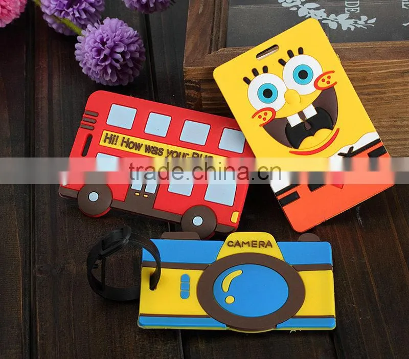 Custom design FDA Silicone embossed luggage tag blank name tag for promotion