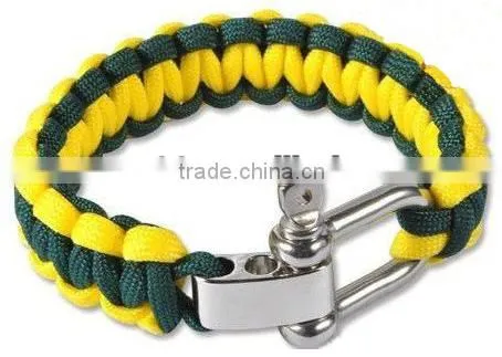 2016 wholesale 550 paracord survival bracelet with stainless steel clasp