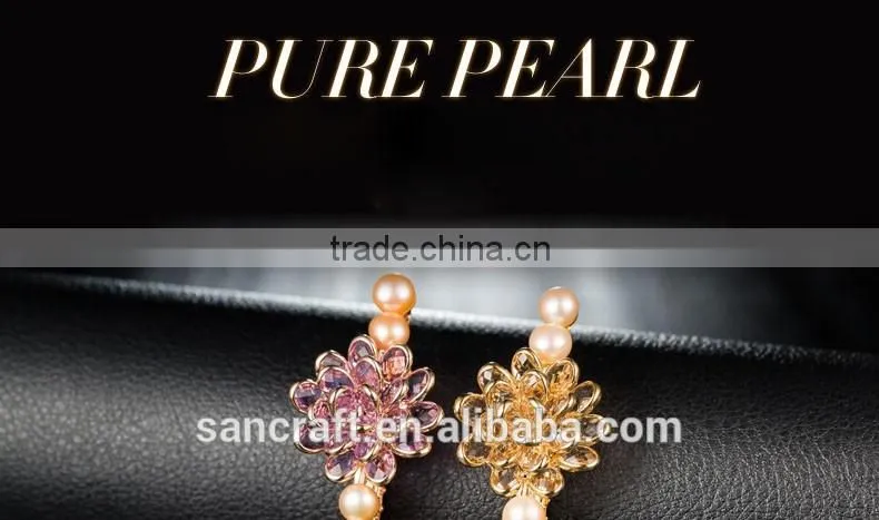 Hot sell grace design Austrian crystal natural pearl two colors flower hair clip