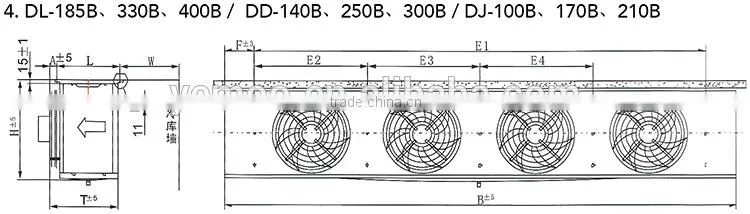 Medium Temperature DD series DD-160B chiller evaporator for cold room air cooler