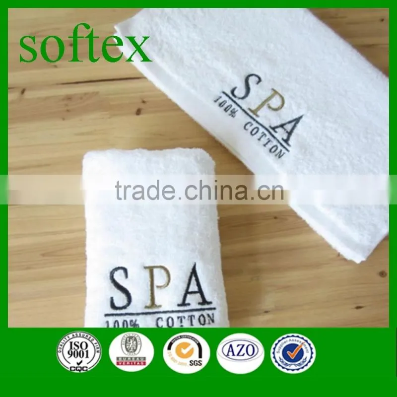 luxury white embroidery custom logo cotton face towels for hotel & spa