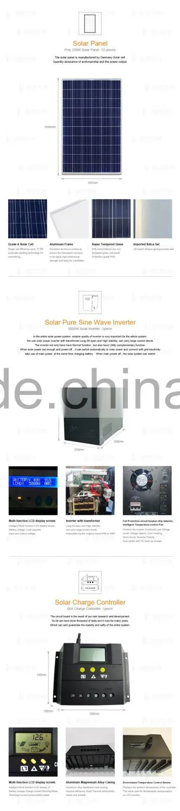 solar power generator DC to AC system solar power system 5000w