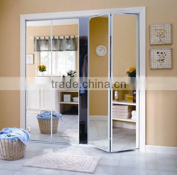 Silver coated or aluminium paint bedroom wardrobe sliding mirror doors