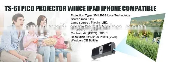 WT-61 Portable Multimedia Pocket Mini Projector Theater led mini projector mobile phone