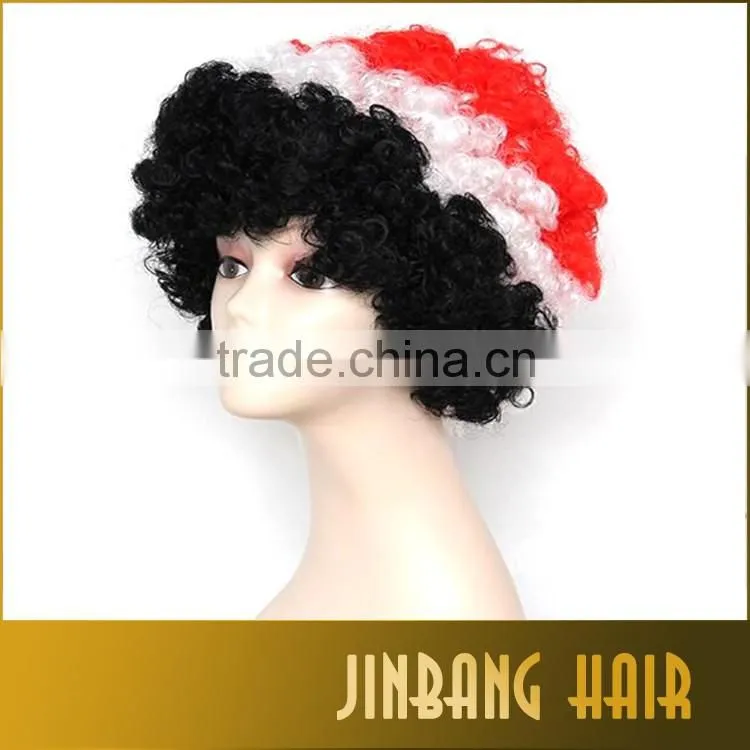 2016 Colorful European Cup Football Fans Explosion Head Hair Short Wig Cosplay Party Wig