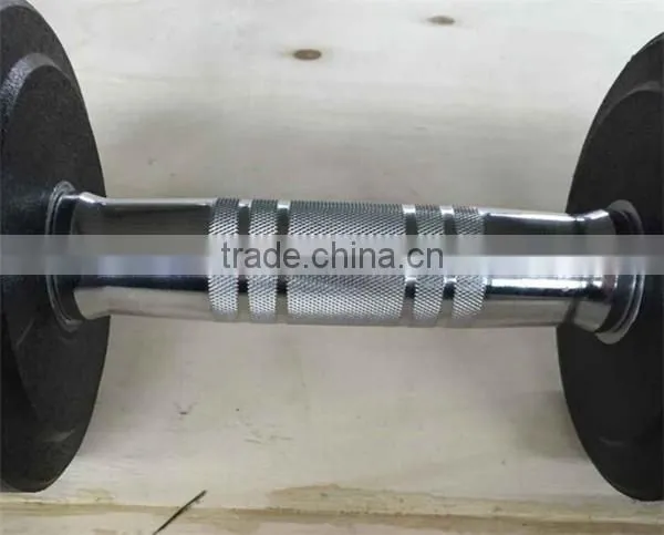 2016 hot sale Deluxe whole shaping 30kg PU Round head dumbbell with Stainless steel plating knurled handle